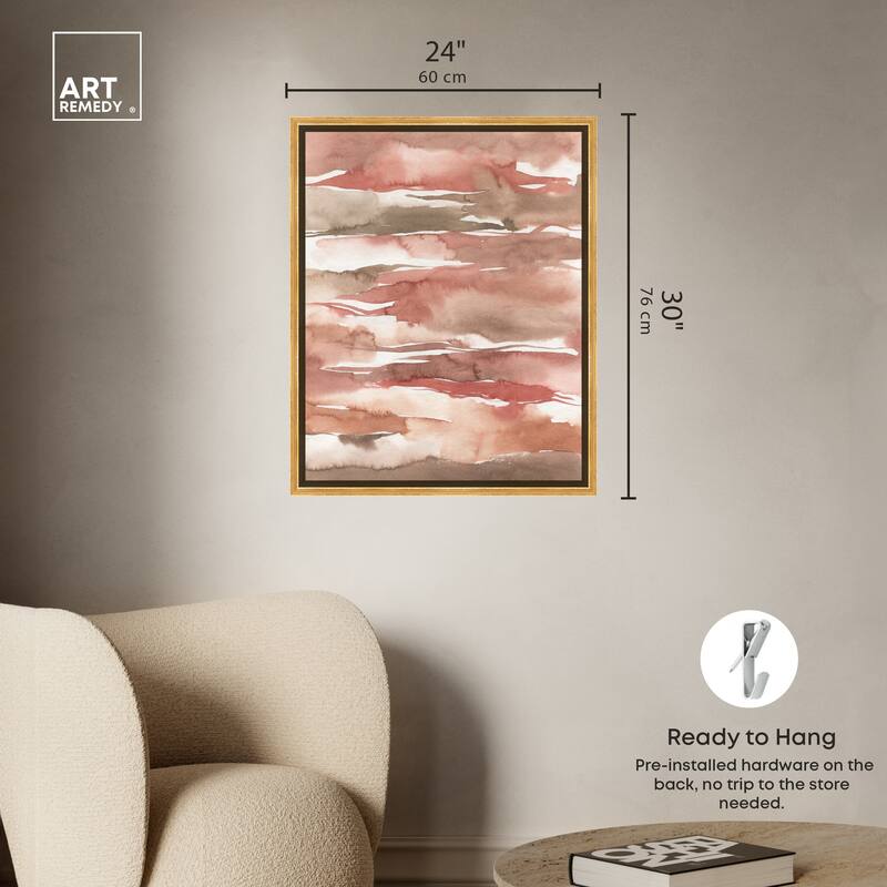 Art Remedy Tone Tinted Powders Framed Boho Abstract 1 Piece Canvas Wall Art