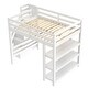 preview thumbnail 24 of 24, Twin/Full Size Loft Bed with Small Wardrobe, LED Light and Storage Staircase, Wooden Loft Bedframe with Storage Shelves for Kids