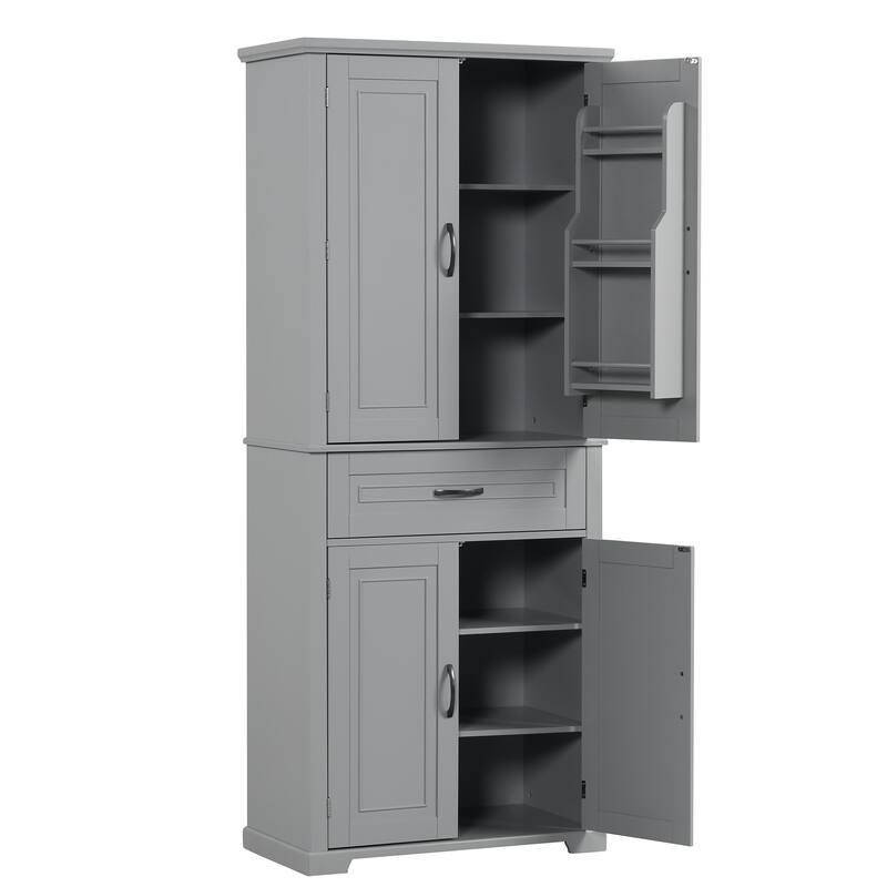 Tall Bathroom Storage Cabinet with Drawer and Adjustable Shelf, Waterproof Pantry Cabinet with Door Racks