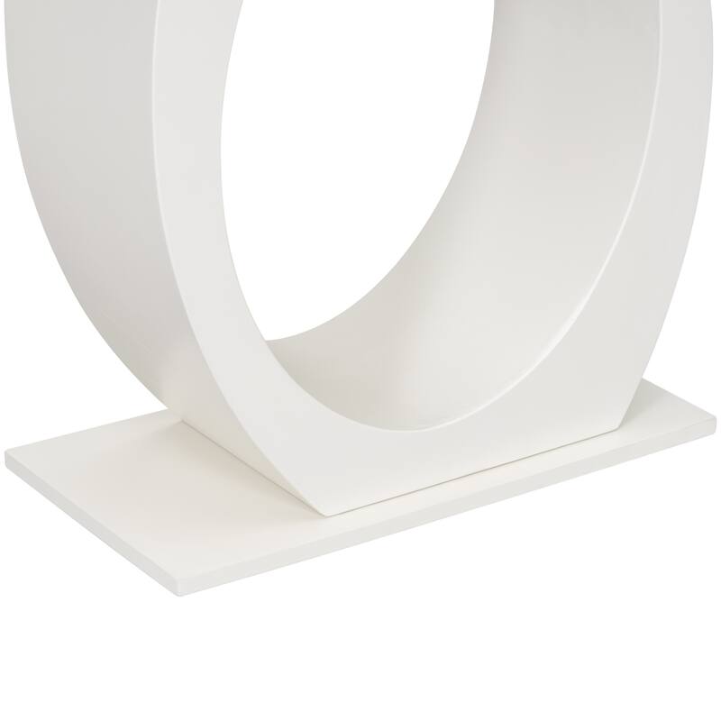 39.40" Long Console Table with Egg-Shaped Base, Modern Minimalist Wood Side Table for Living Room or Hallway
