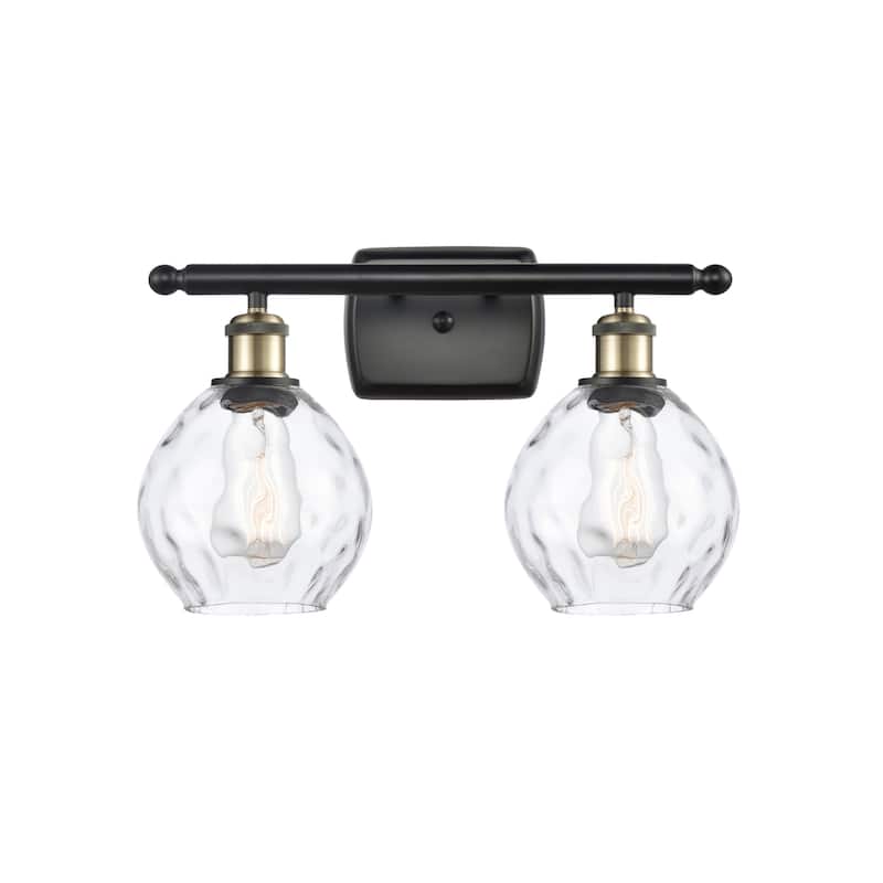 Innovations Lighting Small Waverly 2 Light 16" Wide Bathroom Vanity - Black Antique Brass / Clear