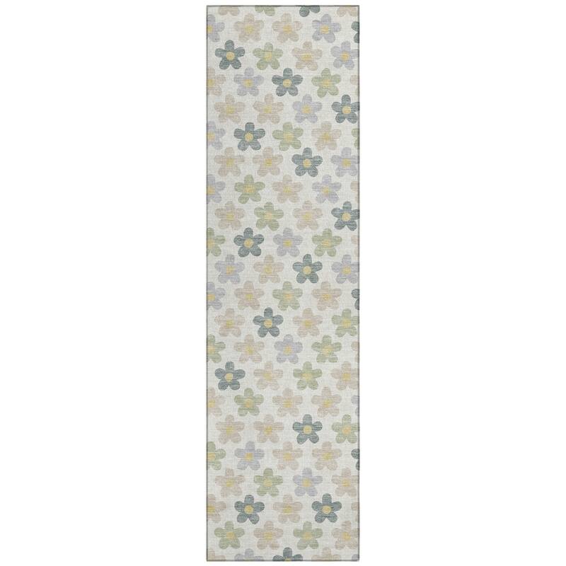 Machine Washable Indoor/ Outdoor Floral Kechi Chantille Rug