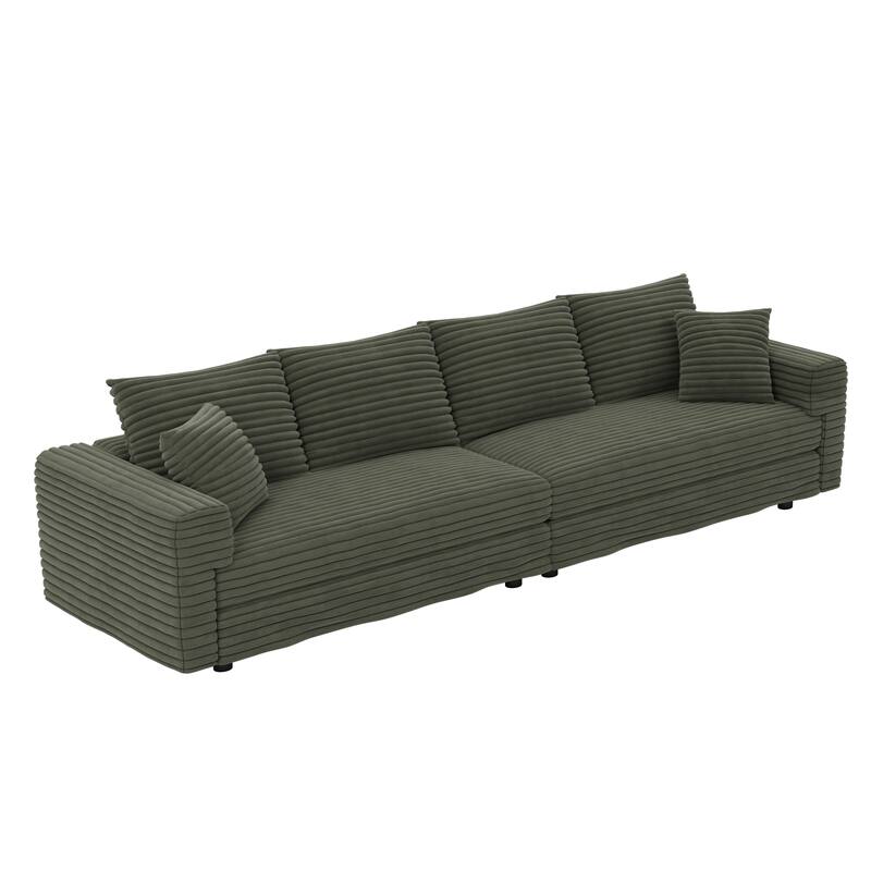 GDFStudio - Plush Corduroy 4-Seater 102.4" Deep Seat Sofa Cloud Couch