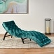 preview thumbnail 2 of 17, Roomfitters Tufted Velvet Chaise Lounge, Modern Recliner with Arched Back and Wooden Legs Teal