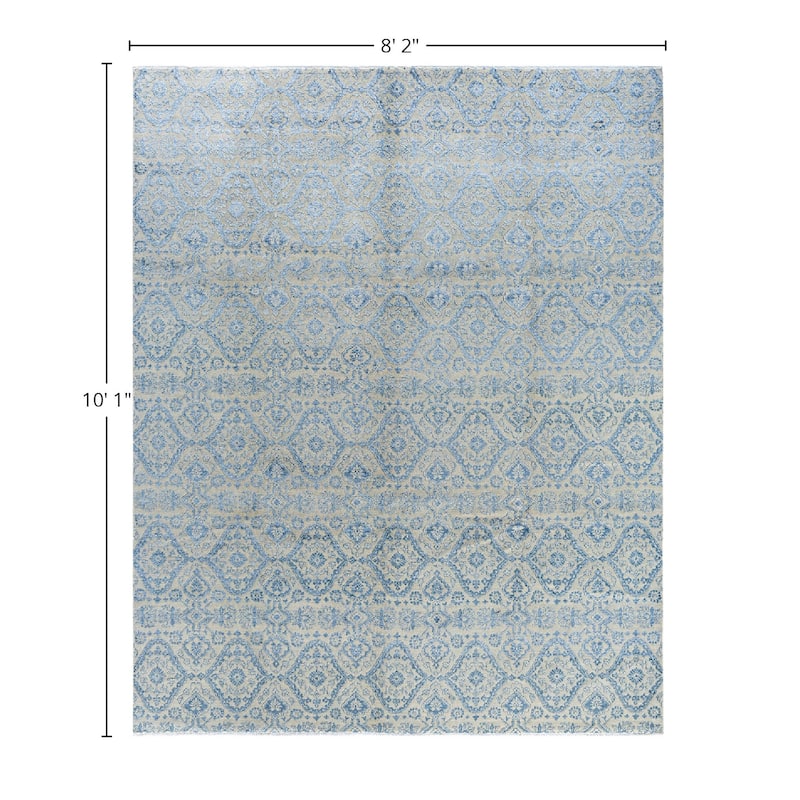 Ikat One-of-a-Kind Hand-Knotted Area Rug - Beige, 8' 2" x 10' 1" - 8' 2" x 10' 1"
