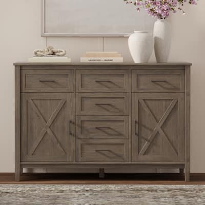 WYNDENHALL Cantina SOLID WOOD 54 inch Wide Rectangle Transitional Sideboard in Smoky Brown - 18" d x 54" w x 36" h