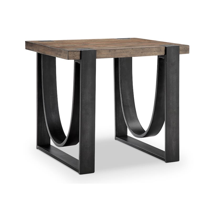 Magnussen Home Bowden Rustic Honey and Distressed Iron Rectangular End Table - 22''W x 26''D x 23''H - rustic honey - Wood