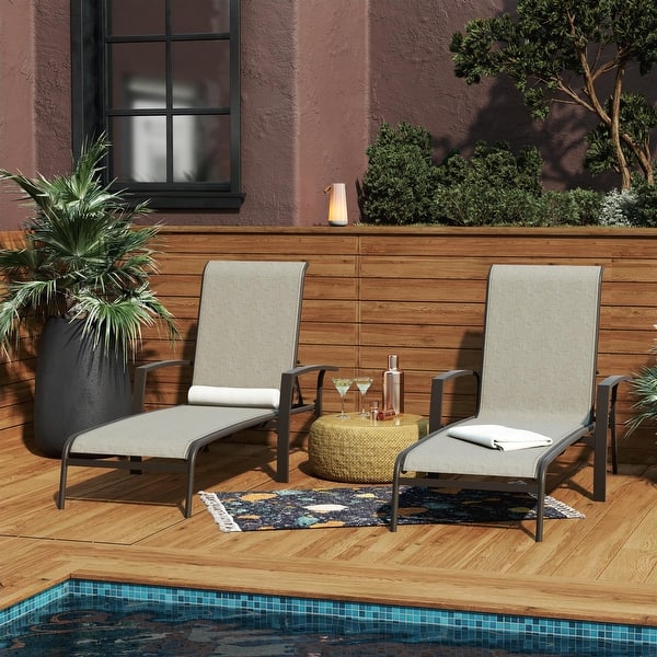 slide 2 of 26, COSCO Outdoor Aluminum Chaise Lounge Chair (Set of 2) - N/A