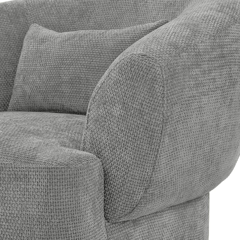 Set of 2 Modern Swivel Barrel Accent Chair with Solid Wood Base with Chenille Upholstery Armchair