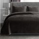 preview thumbnail 1 of 7, Wonderful Velvet 3 Piece Quilt Set 21021 Black - King