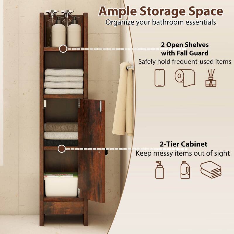 Costway Bathroom Storage Cabinet with Adjustable Shelf 1 Door & 2 Open - See Details