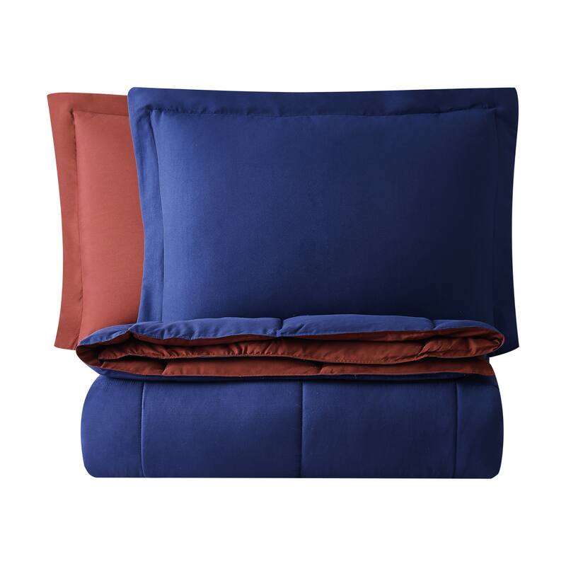 Truly Soft Everyday Reversible Down Alternative 3-Piece Comforter Set - Twin - Twin XL - Navy/Burgundy