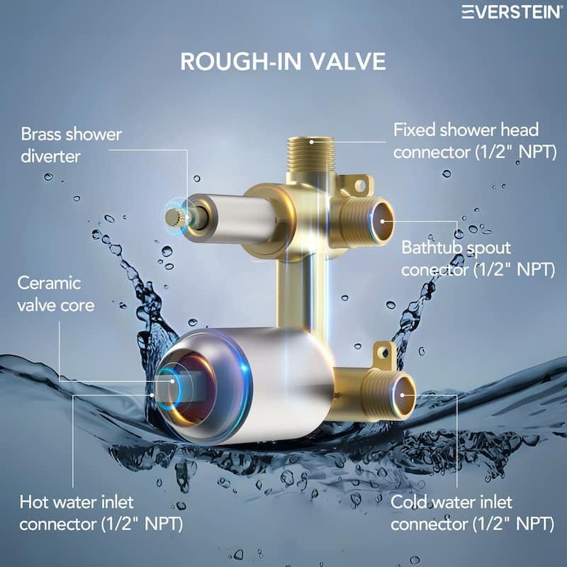 6" Dual-Function Tub and Shower Faucet Set, Modern Tub And Shower Trim Kit Valve Included