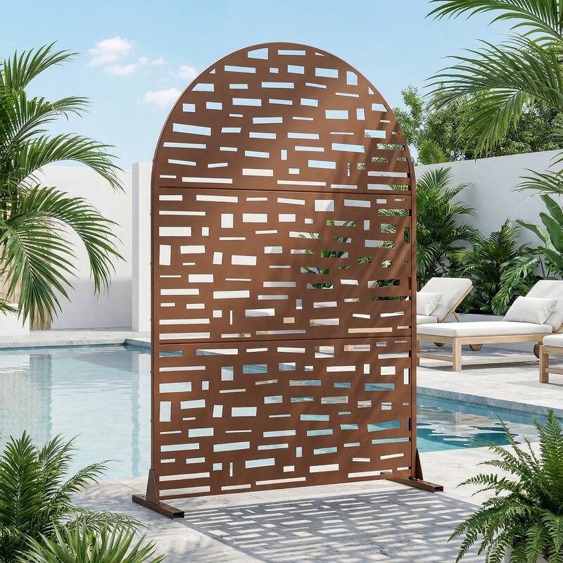 Dovelina 6ft.Outdoor Freestanding Metal Privacy Screen Decorative Garden Fence - 72"x47"