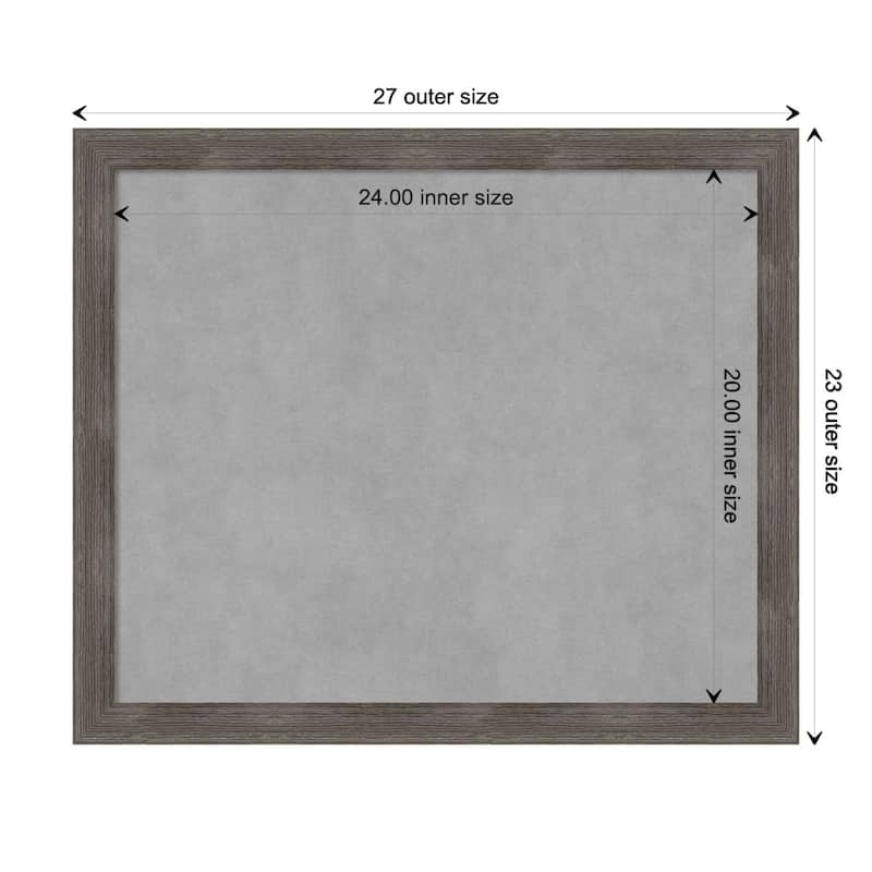 Amanti Art Pinstripe Lead Grey Framed Magnetic Board - Board Size 24x20