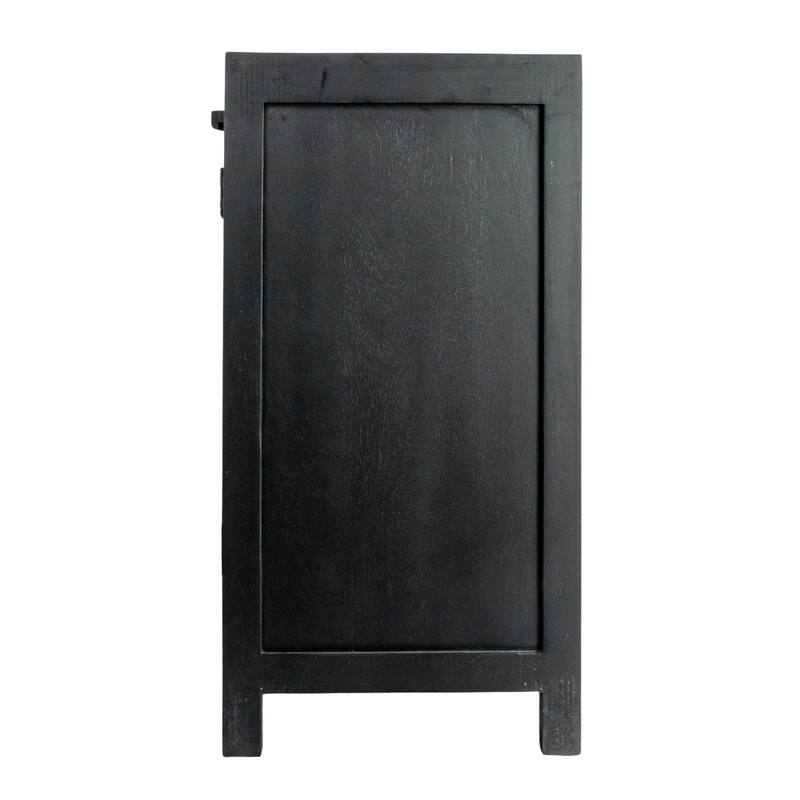 Mango Wood and Cane 2-Door Cabinet with 2 Shelves