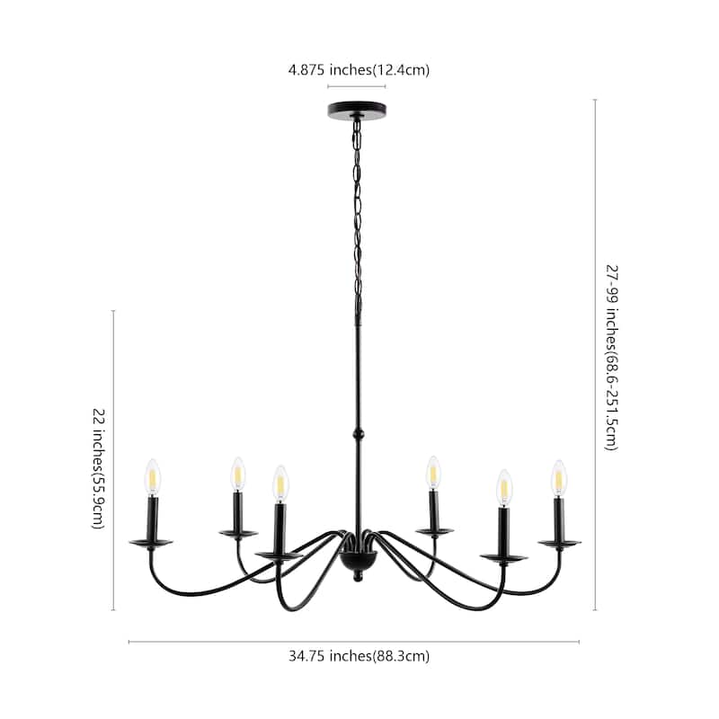 34.75" 6-Light Iron LED Chandelier, by JONATHAN Y