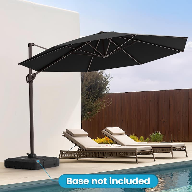 Outdoor 11 Ft Patio Cantilever Offset Umbrella with 360 Degree Rotation