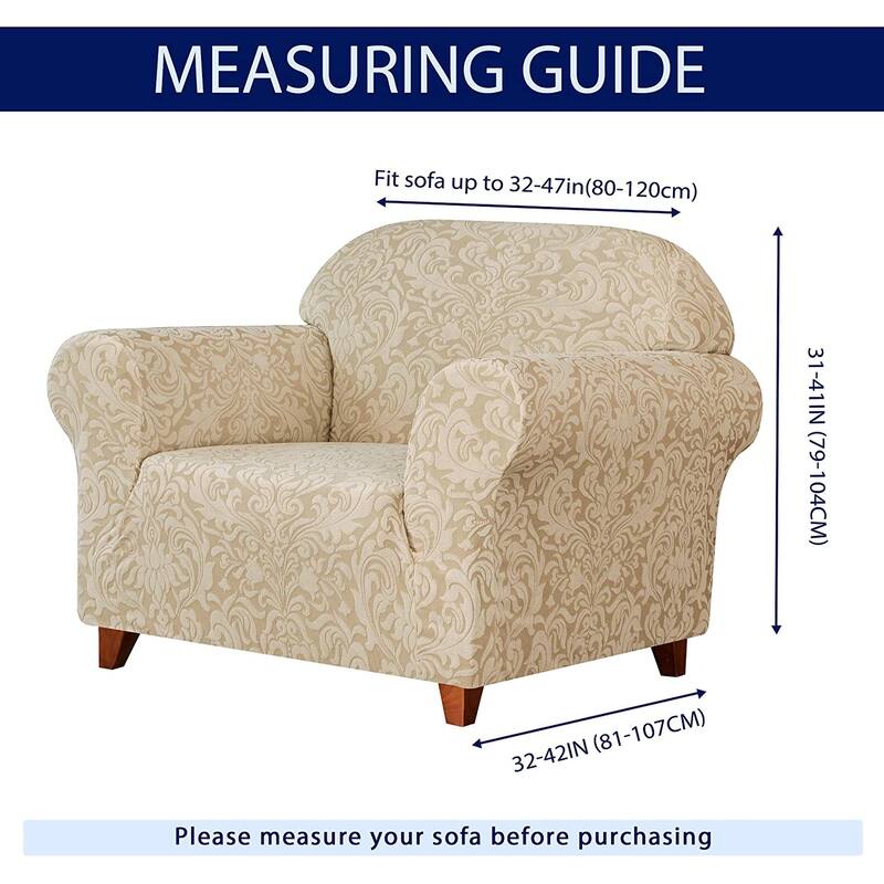 Subrtex 1 Piece Armchair Slipcover Jacquard Damask Spandex Furniture Protector