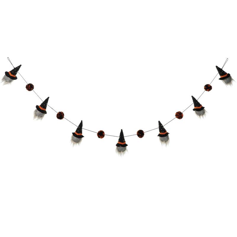 Glitzhome 6'L Happy Halloween Fabric Gnomes Garland