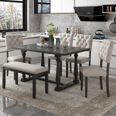 Merax 6-Piece Dining Set with Special-shaped Legs
