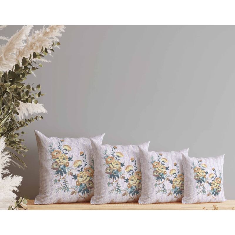 Rosemary Rosebuds Indoor/Outdoor Reversible Throw Pillow Orange and Purple