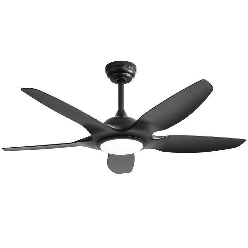 48 Inch Ceiling Fan with Dimmable LED Light and Remote Control, 5 ABS Blades DC Motor Black - Black