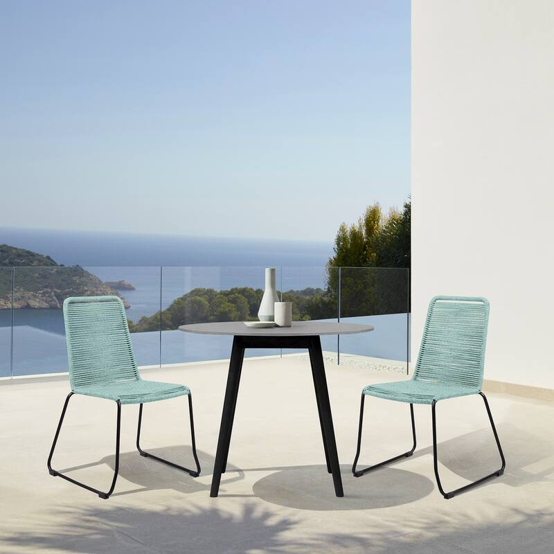 Shasta Metal and Rope Outdoor Patio Stackable Dining Chairs - Set of 2