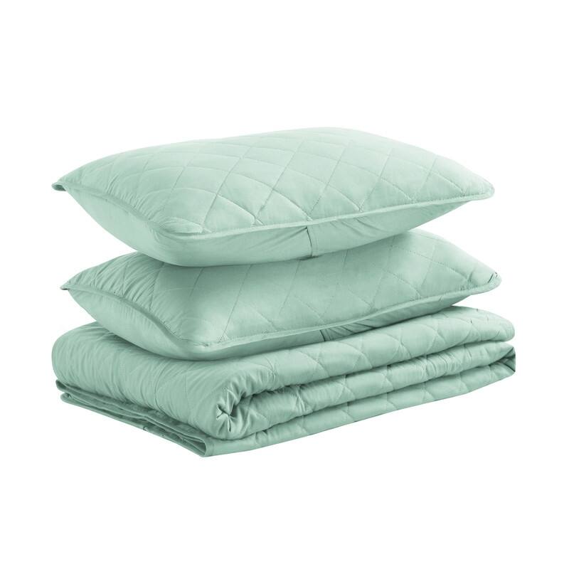 Modern Ultra Soft Microfiber Traditional Diamond Quilting Coverlet Quilt Set