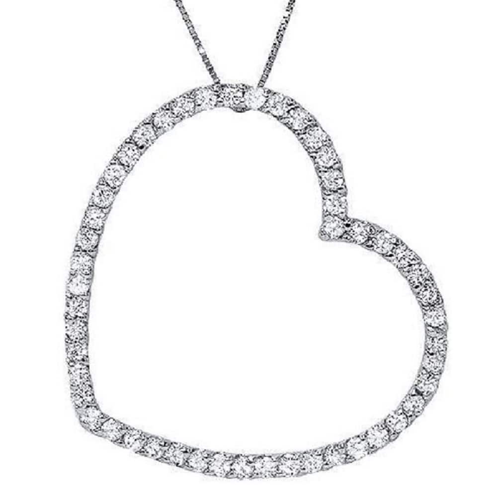 3/4 Ct Lab Grown Diamond Large Heart Shape Pendant White Gold Necklace
