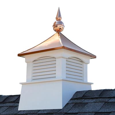 18" Square Coventry Vinyl Cupola with Avalon Copper Finial by Good Directions