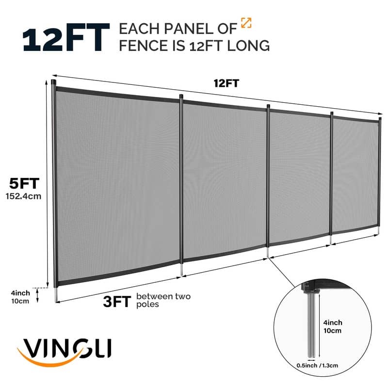 12 Ft. Swimming Pool Fence Garden Fence Black