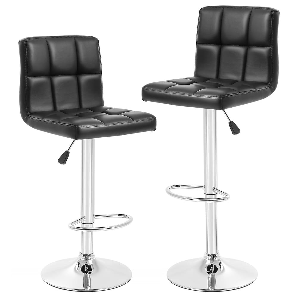 Furniture of America Orson Modern PU Leather Adjustable Height Swivel Dining Bar Stools (Set of 2)