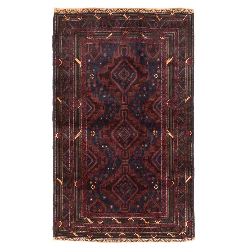 ECARPETGALLERY Hand-knotted Teimani Dark Navy Wool Rug - 3'8 x 6'1