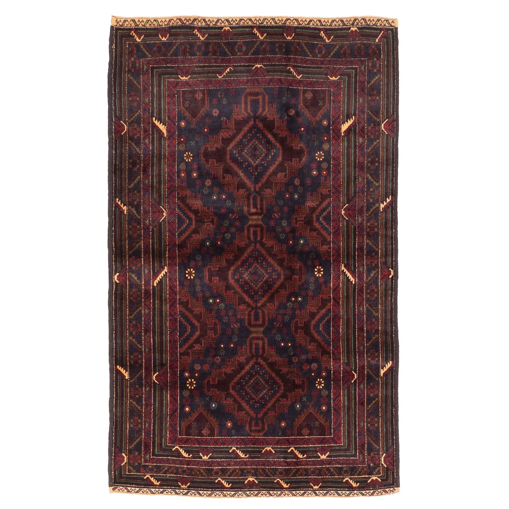 ECARPETGALLERY Hand-knotted Teimani Dark Navy Wool Rug - 3'8 x 6'1