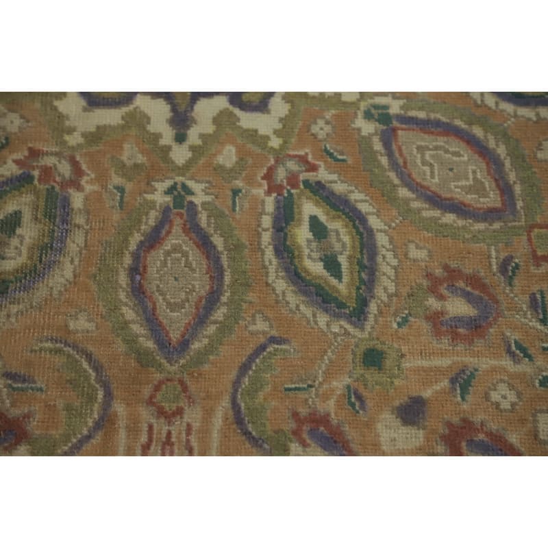 Hand Knotted Oriental 100% Wool Carpet Traditional Floral Brown Tabriz Area Rug - 9' 4'' X 6' 2''