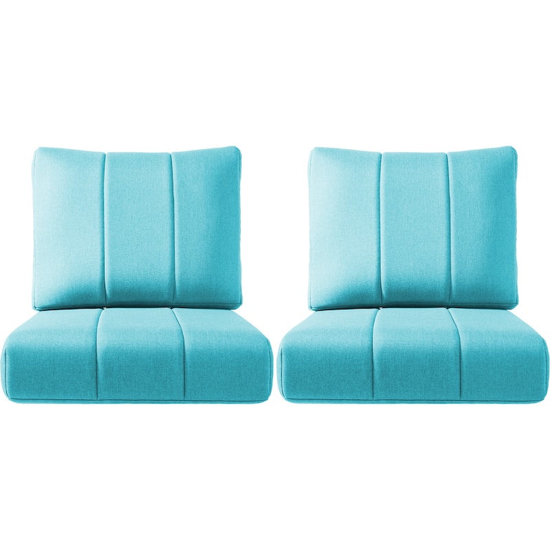 Ivora 24" W x 24" D x 6" T Water & Fade Resistant Outdoor Lounge Chair Replacement Cushion Set - 2 Sets - Light Blue