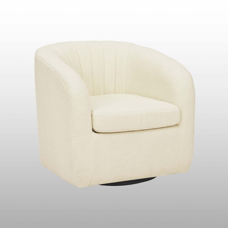 Teamson home - Monroe faux shearing 28.75" Swivel Tub Chair, Ivory - 28"L x 29.5"W x 28.75"H