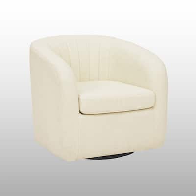 Teamson home - Monroe faux shearing 28.75" Swivel Tub Chair, Ivory - 28"L x 29.5"W x 28.75"H