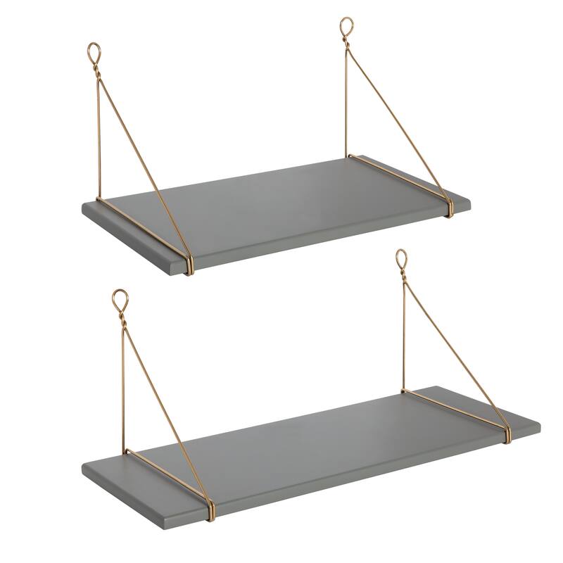 Kate and Laurel Vista Wood and Metal Wall Shelves - 2 Piece - Gray