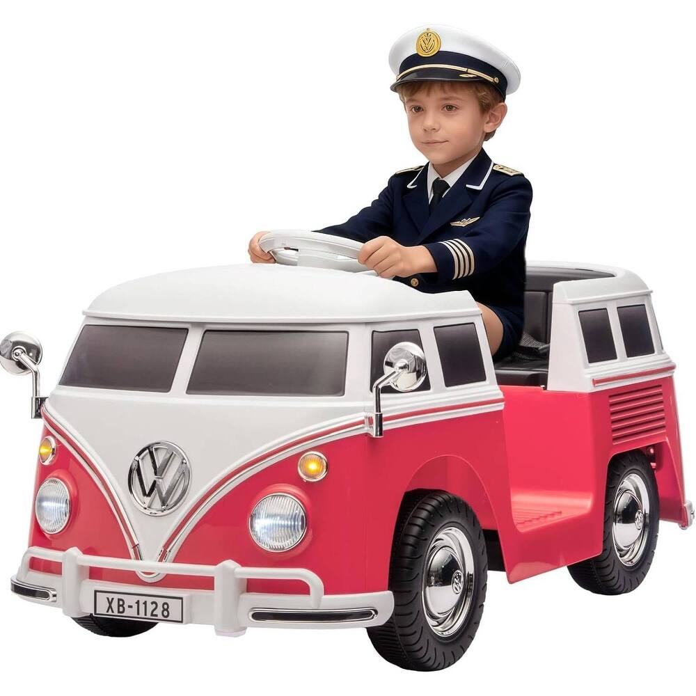 6V Electric Ride on Car, Licensed Volkswagen Ride on Bus for Kids, Pink
