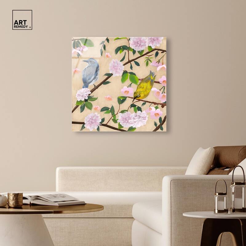 Birds Cuddle Acrylic by Art Remedy, Ready to Hang