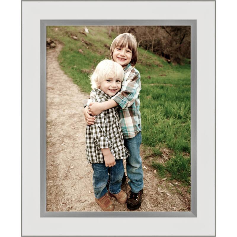 Eva Black Silver Narrow Framed Picture Frame, Photo Frame - 11x14 - Eva White Silver Narrow