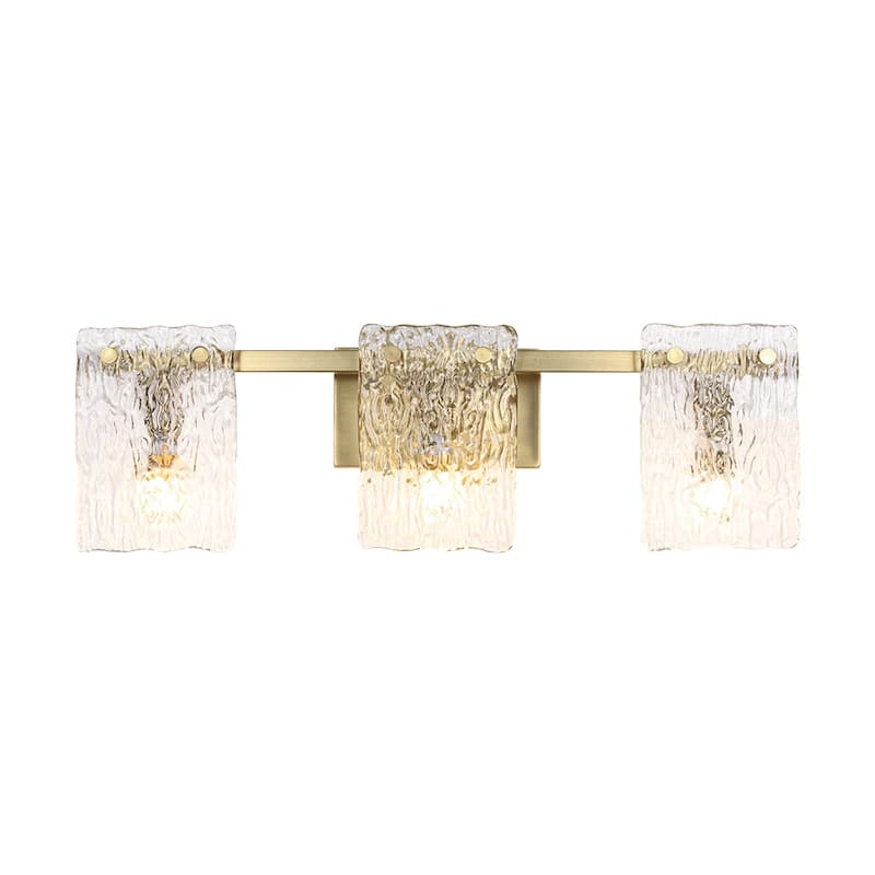 Modern 3-Light Rippled Glass Linear Bathroom Vanity Wall Lamp