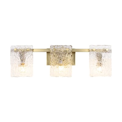 Modern 3-Light Rippled Glass Linear Bathroom Vanity Wall Lamp