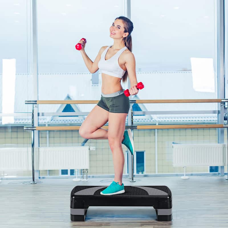 31'' Aerobic Exercise Stepper Cardio Trainer W/Riser Adjustable Height