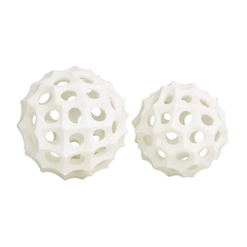 Polystone Abstract Decorative Orbs & Vase Filler - Set of 2 Cream - Roche River Decor - Cream