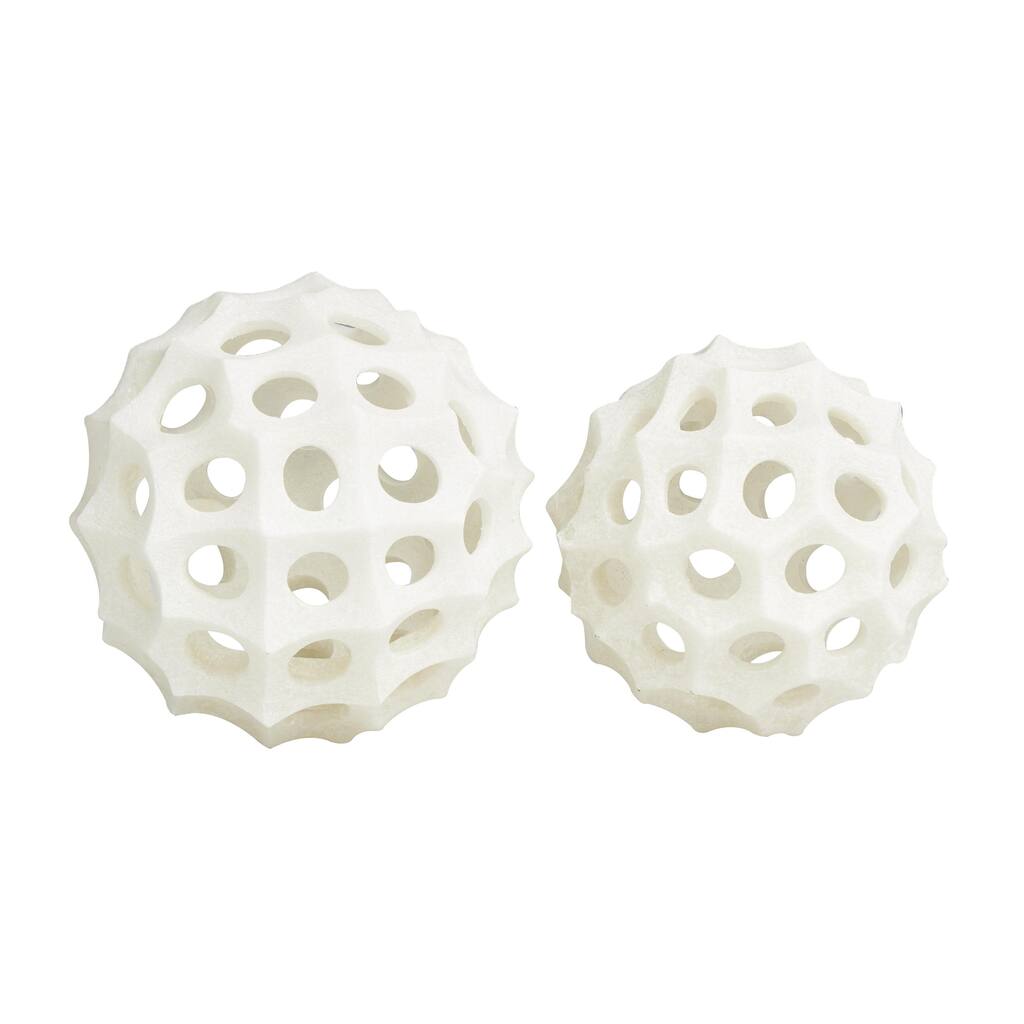 Polystone Abstract Decorative Orbs & Vase Filler - Set of 2 Cream - Roche River Decor