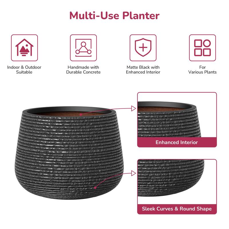Upgraded Interior Concrete Round Planter with Draiange Holes