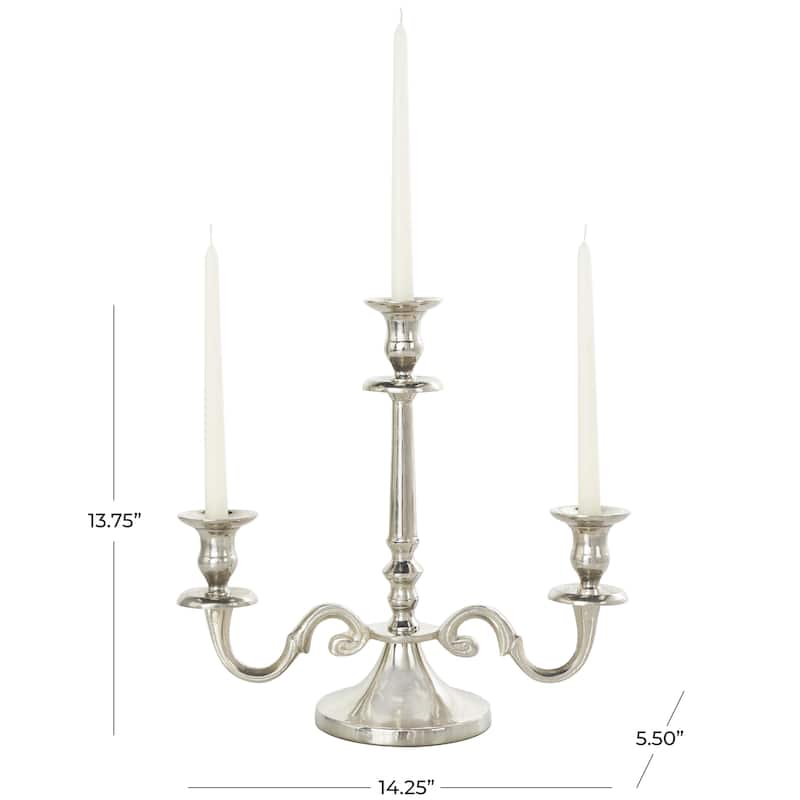 Aluminum Metal Scrolled Candelabra - Gold or Silver - Roche River Decor